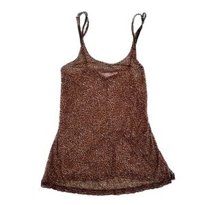 Vintage y2k 2000 Victoria’s Secret sheer mesh cheetah print slip dress